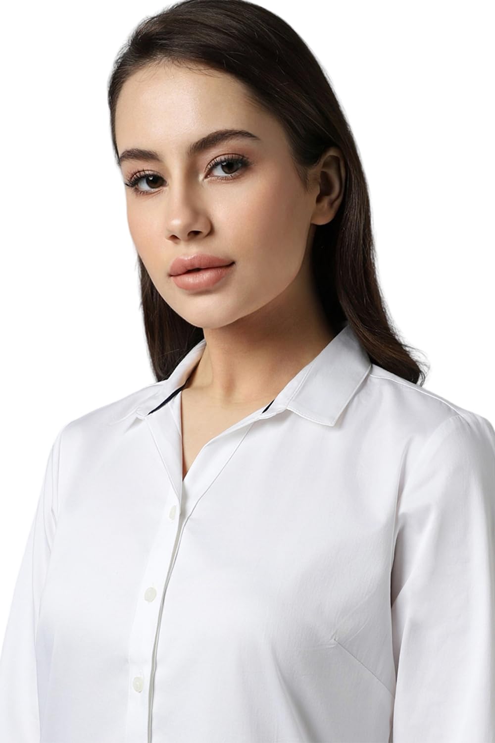 Allen Solly Women's White Plain Long Sleeve Casual Shirt
