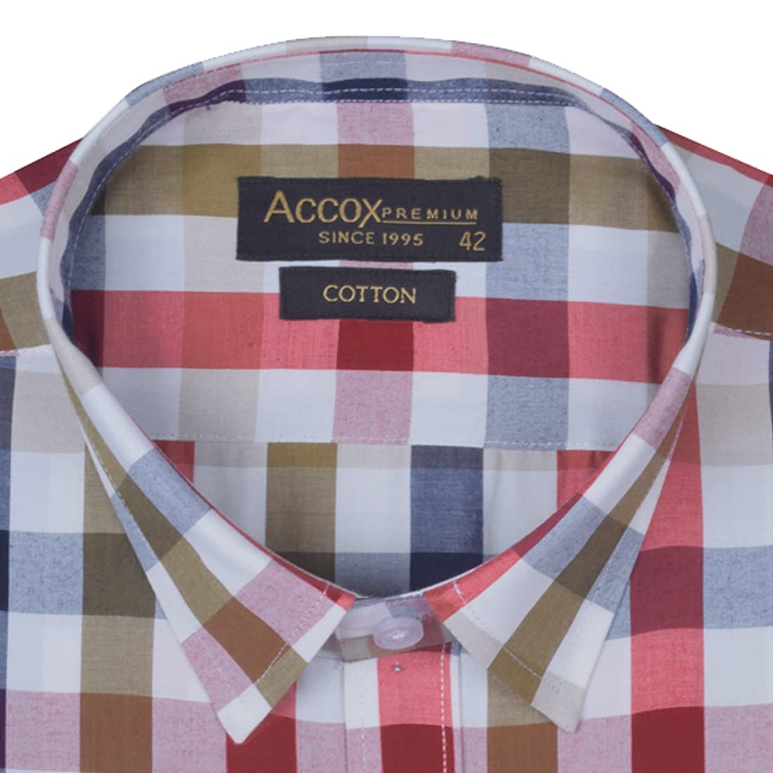 Accox Men's Cotton Checkered Formal Shirt (B09HC3N639)
