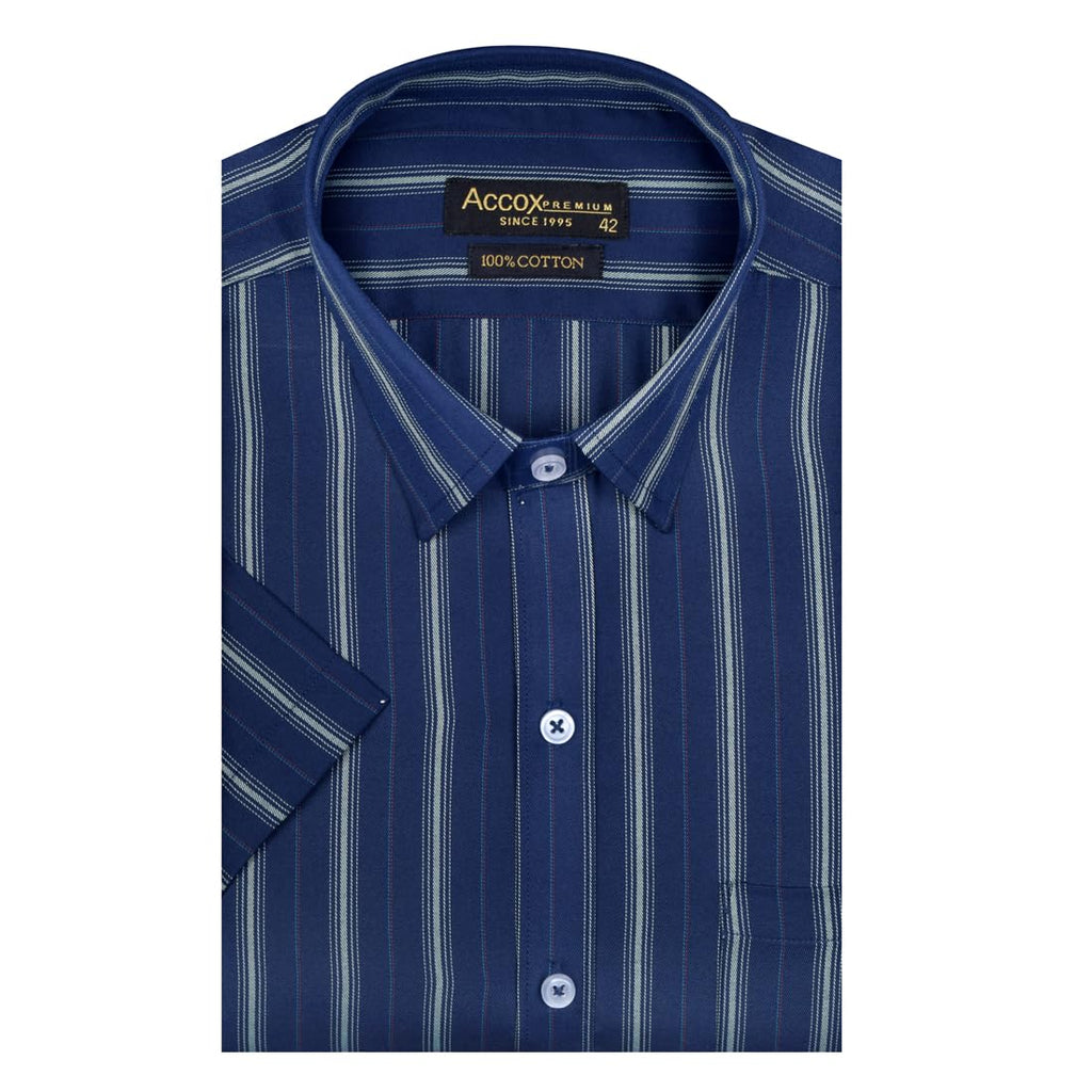 Accox Men's Cotton Striped Formal Shirt (B0C8JB823H)
