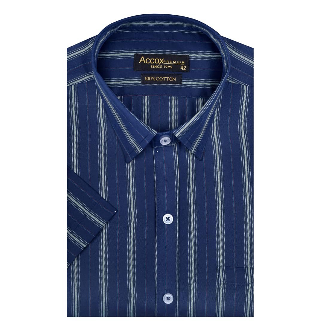 Accox Men's Cotton Striped Formal Shirt (B0C8JB823H)