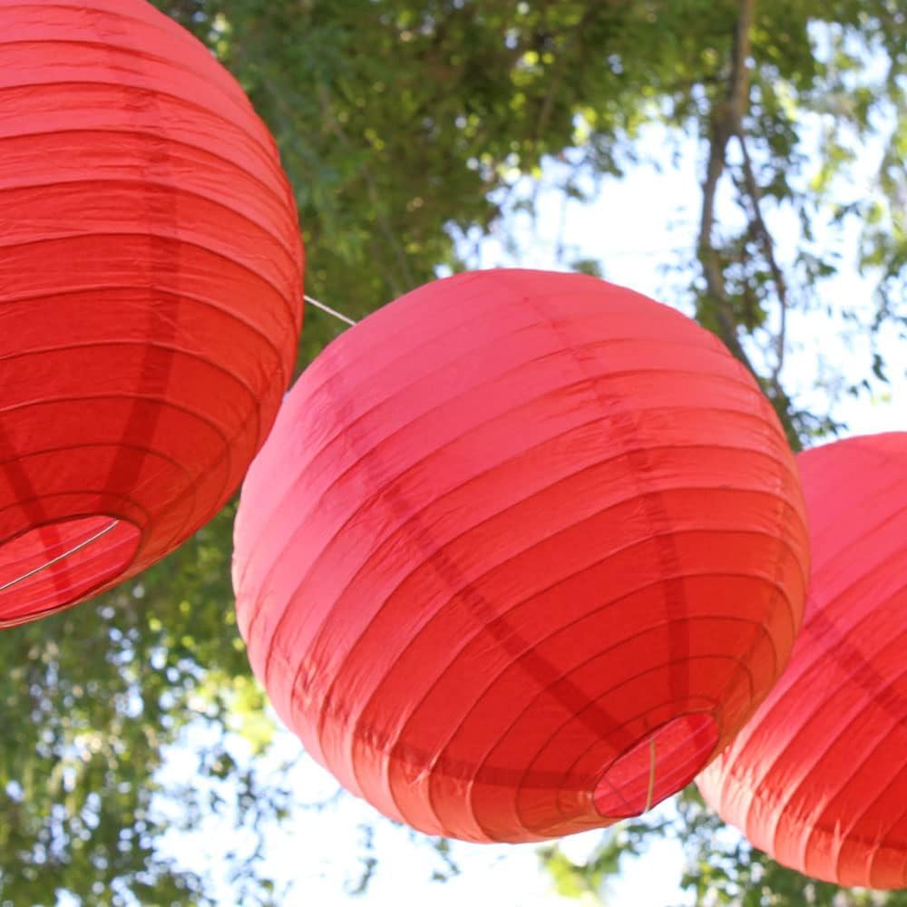 GreenUniverse 10-12 INCH Chinese Japanese Paper Lanterns withpack of 5 pcs (Red)