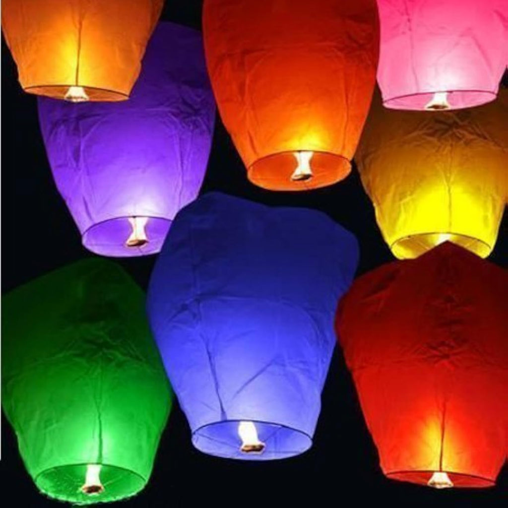 Crazy Sutra Make A Wish Hot Air Balloon Paper Multi Colors Sky Lantern Pack of 15