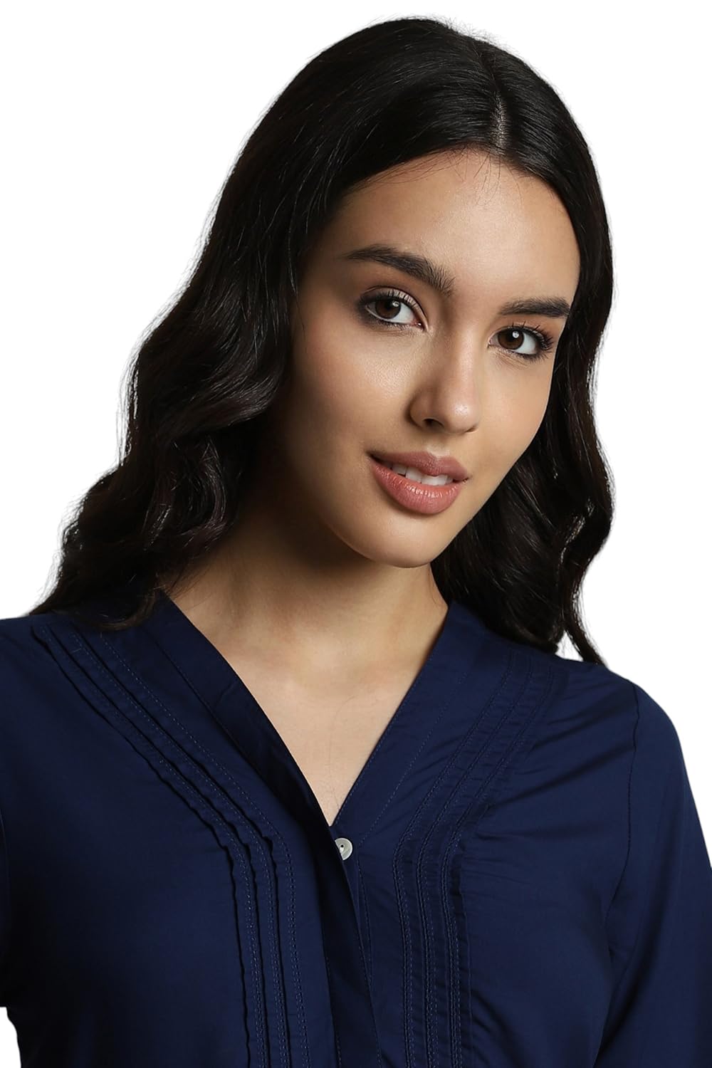 Allen Solly Women's Navy Plain Long Sleeve Casual Shirt