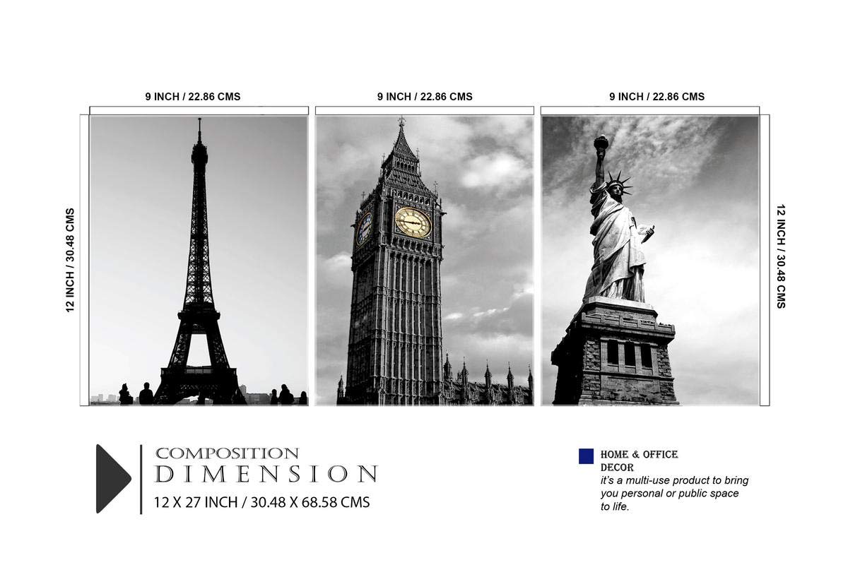 SAF paintings Tower Multieffect UV Textured Panel Painting (Set of 3, 12 Inches X 27 Inches (SANFC12257) SANFC12257