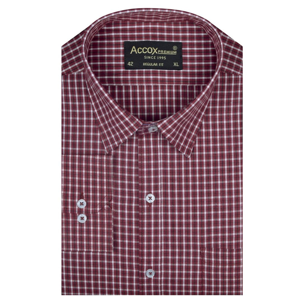 ACCOX Men's Breathable Cotton Full Long Sleeves Checkered Regular Fit Formal Shirt for Men (O_GCR401)