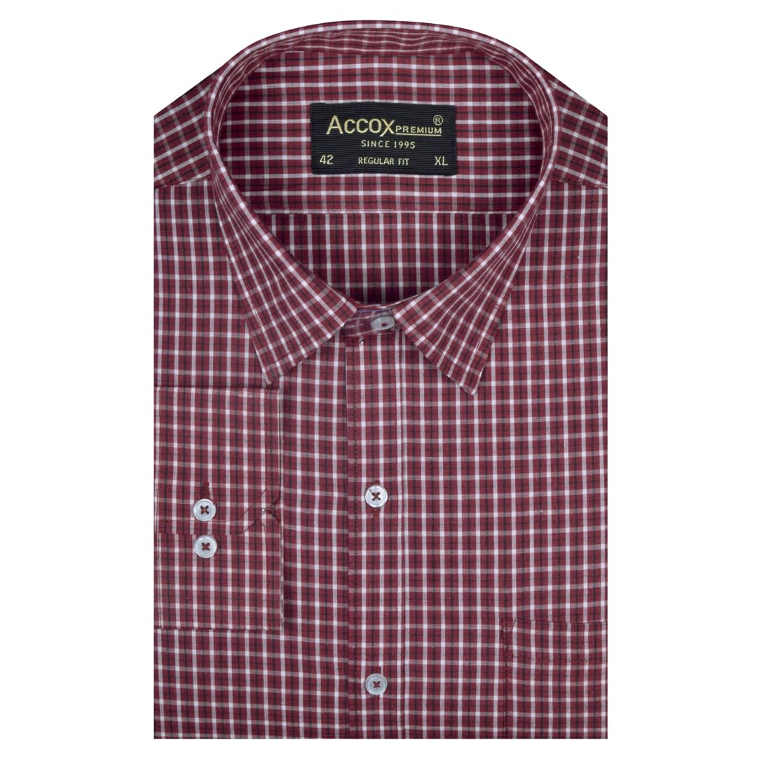 ACCOX Men's Breathable Cotton Full Long Sleeves Checkered Regular Fit Formal Shirt for Men (O_GCR401)