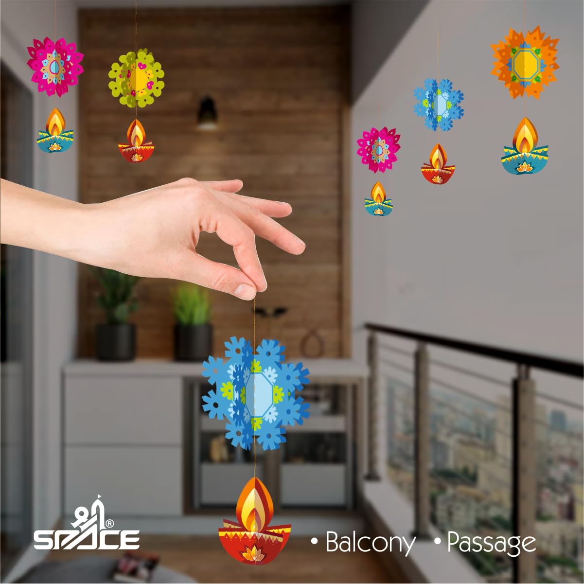Shree Space - Unique Lantern - Festive Paper Hanging for Home & Office Decor (Pack of 12, Multi-Colour) All Festival Diwali, Christmas & New Year Gift | Corporate Gift | Home Decor Items