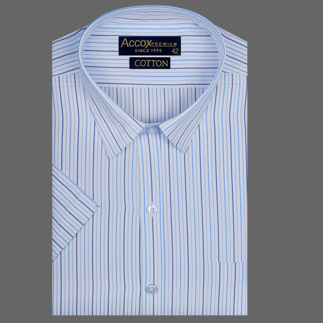 Accox Men's Cotton Striped Formal Shirt (B0CQTH7ZWZ)