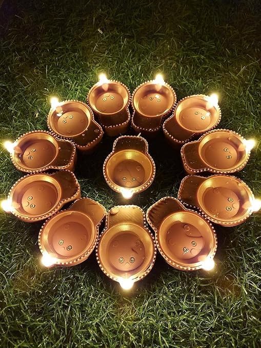 Dipika Enterprises Water Sensor Electric LED Diyas Plastic Flameless & Smokeless LED Diwali Light Diya Warm Tea Ligth Candles for All Festivals,Christmas,Home Decorators |Led Diwali Diya (18)