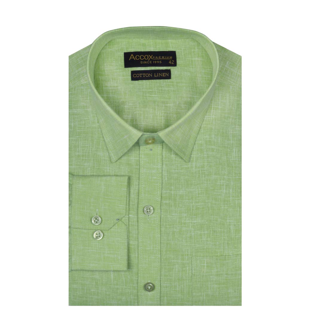 ACCOX Men's Full/Long Sleeves Formal Regular Fit Cotton Linen Plain Shirt (GCRFS25)