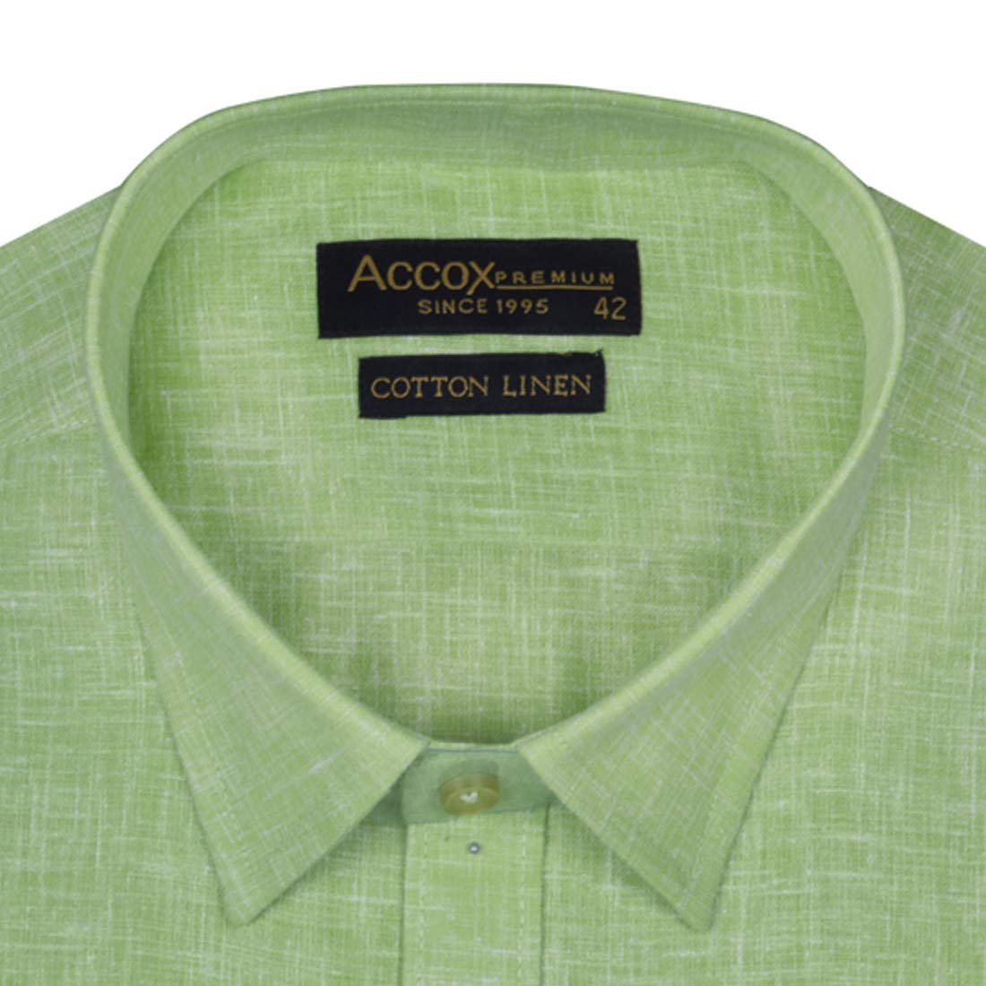 ACCOX Men's Full/Long Sleeves Formal Regular Fit Cotton Linen Plain Shirt (GCRFS25)