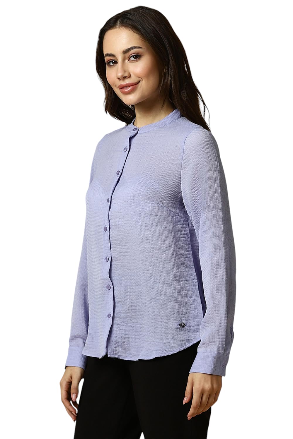 Allen Solly Women's Purple Plain Full Sleeve Formal Shirt