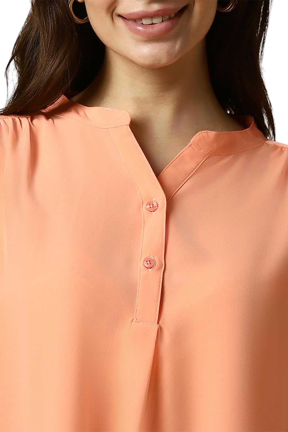 Allen Solly Women's Pink Plain 3/4 Sleeve Formal Shirt Tops