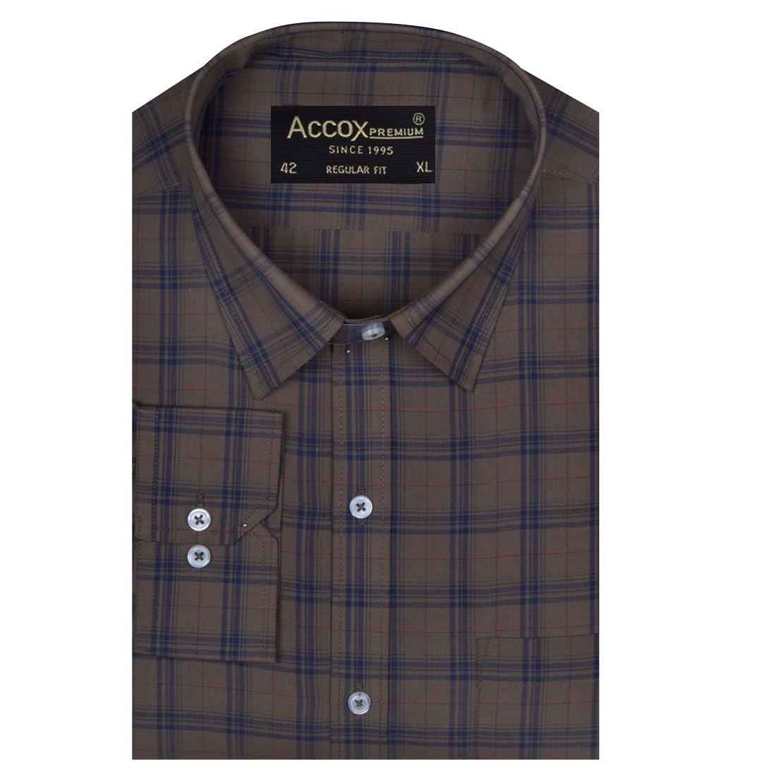 ACCOX Men's Breathable Cotton Full Long Sleeves Checkered Regular Fit Formal Shirt for Men (O_GCR394)