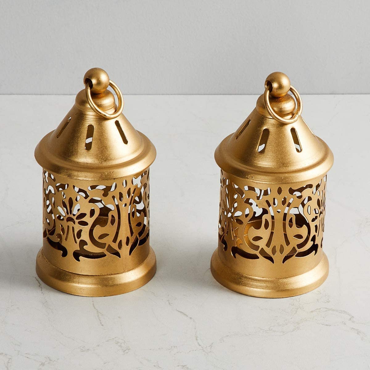 SHAH A F Decor Metal Gold Hanging Lantern ! Home Decoretion ! Diwali Lighting ! Pack of 2