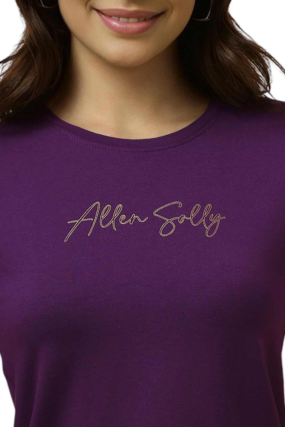 Allen Solly Women's Purple Printed Half Sleeve T-Shirt