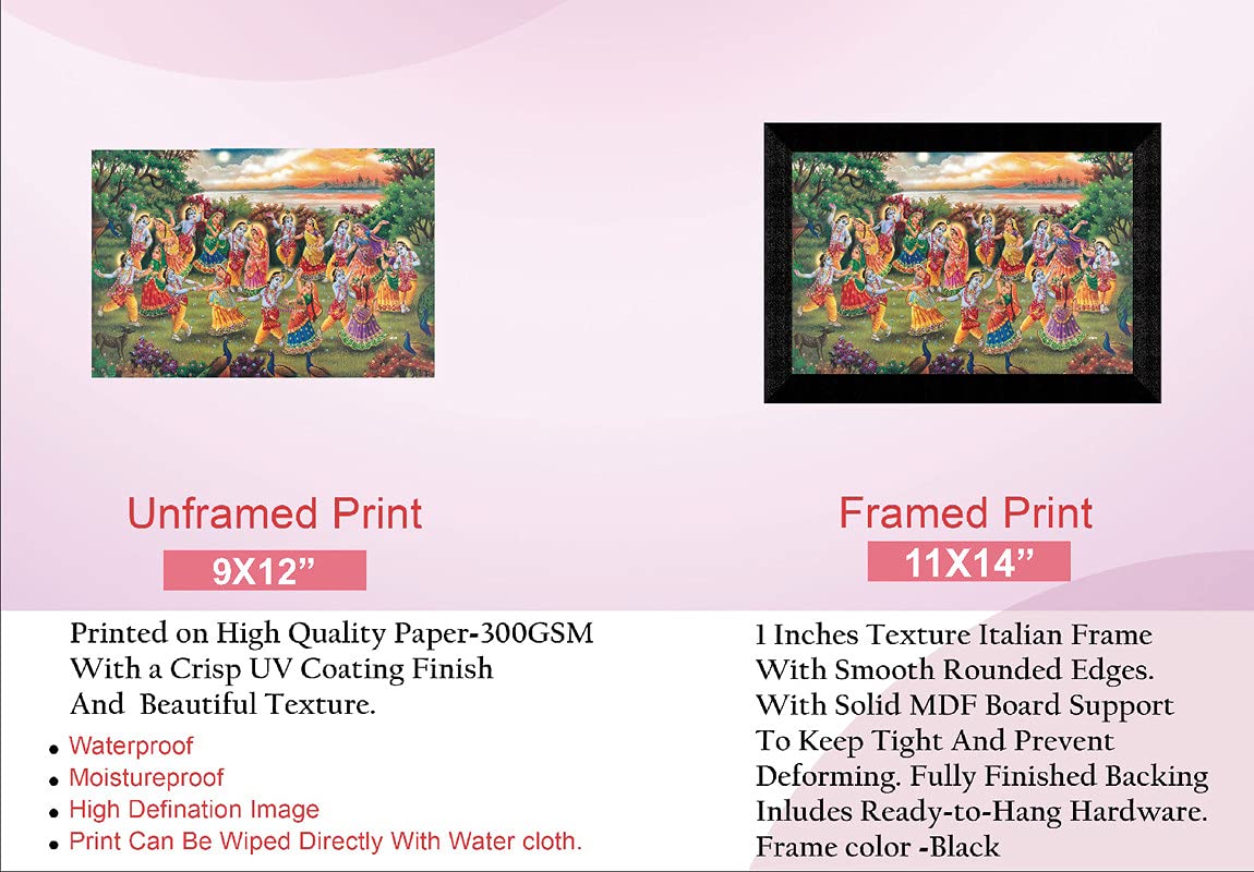 SAF paintings dancing Radhe Krishna and gopiya Rasleela UV Textured Synthetic Frame Painting SAFK104