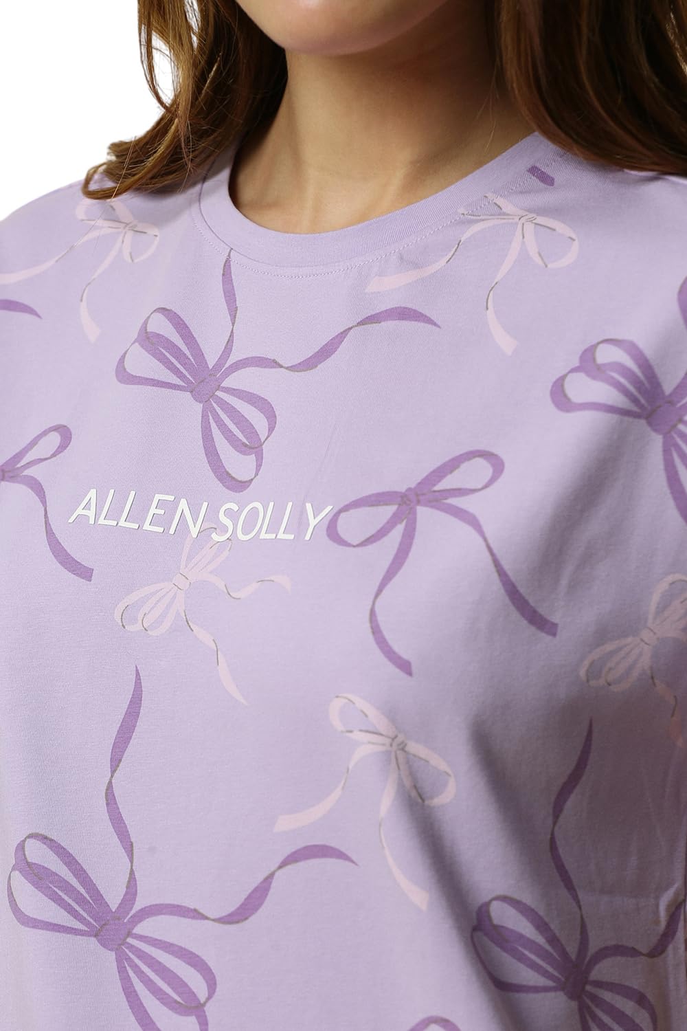 Allen Solly Women's Lilac Printed Half Sleeve T-Shirt