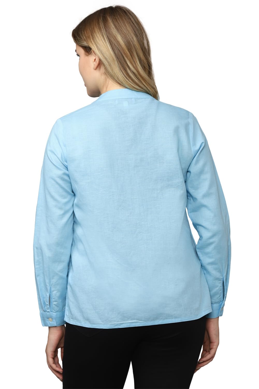 Allen Solly Women's Blue Plain Full Sleeve Casual Shirt
