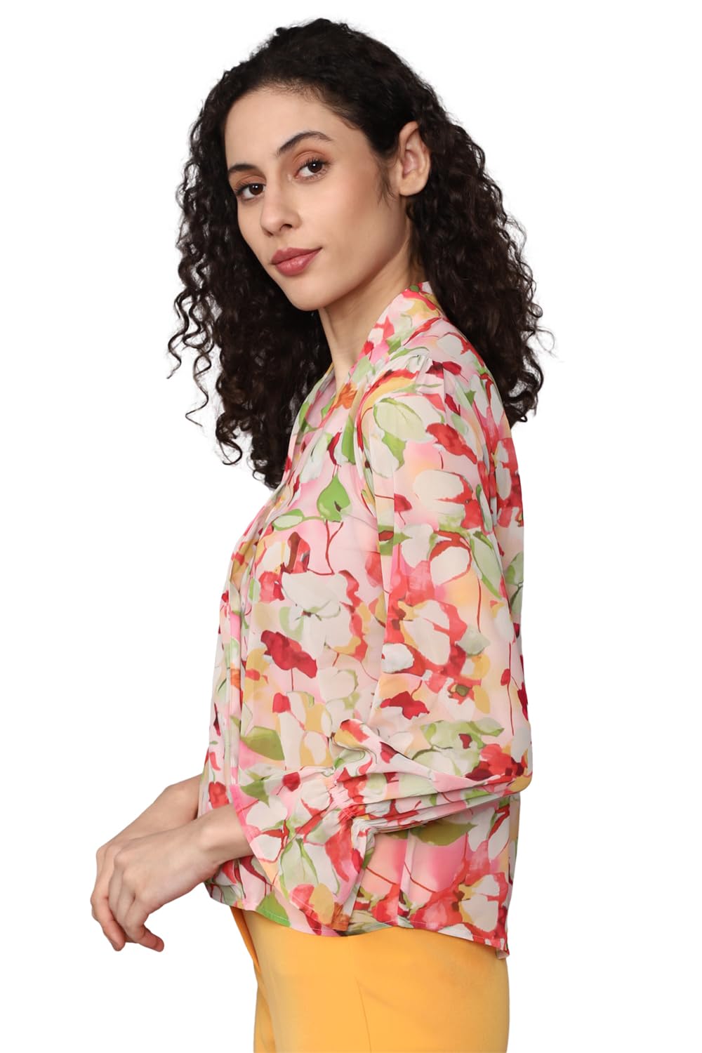 Allen Solly Women's Cream Printed Long Sleeve Casual Shirt