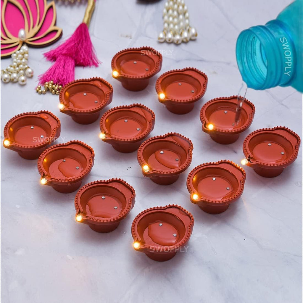 BINGFONE Water Sensor Diya for Home Decoration - Electric Flameless & Smokeless LED Diya Lights, Candle for Home Decor, Diwali Festivals Decoration,Christmas,New Year, Festive (Pack of -6)