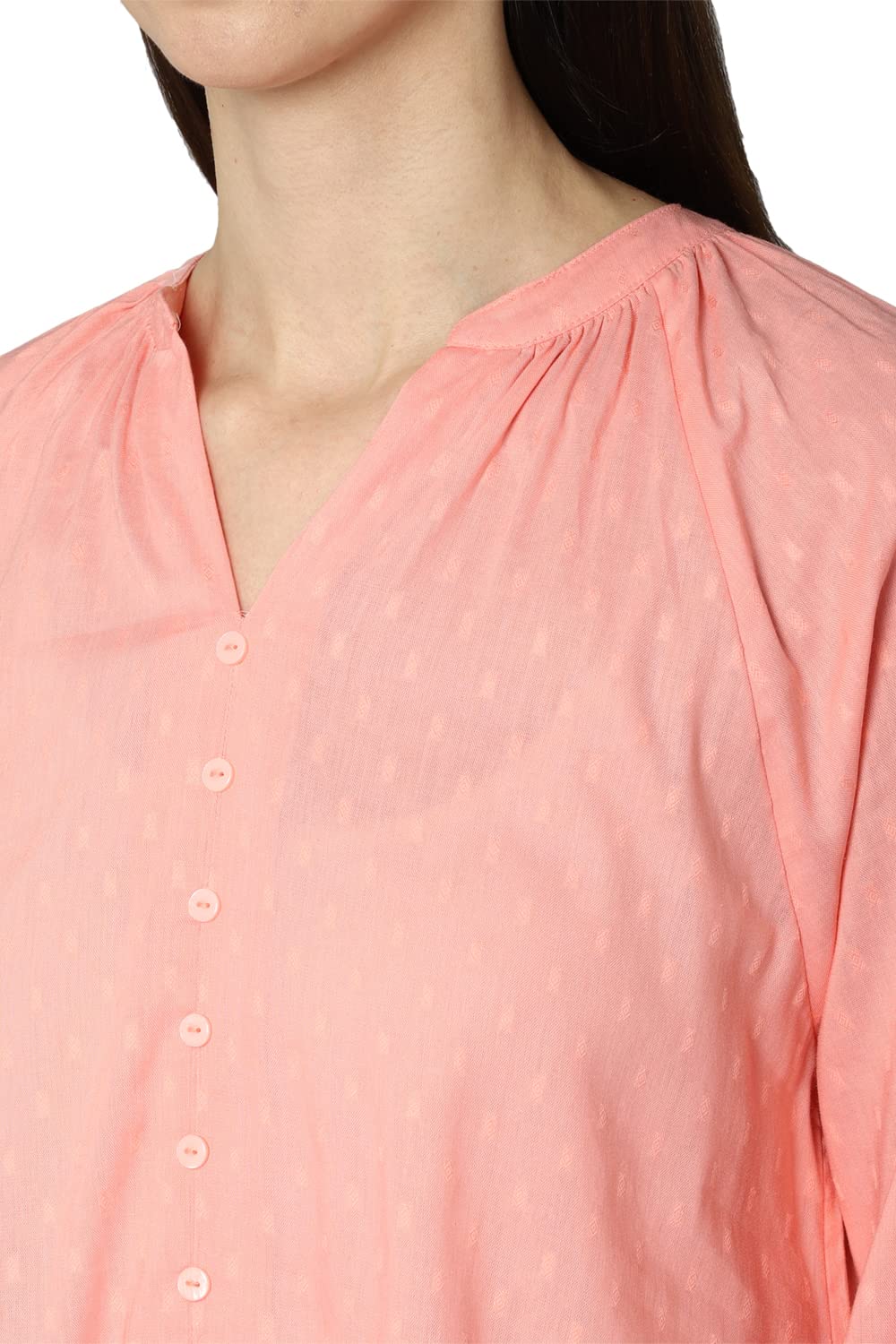 Allen Solly Women's Cotton Pink Plain Full Sleeve Casual Shirt