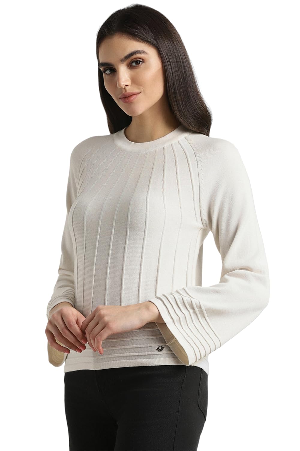 Allen Solly Women's White Plain Full Sleeve Casual Shirt