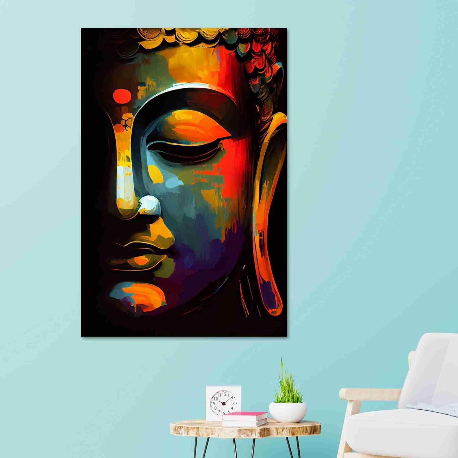 SAF paintings Lord Buddha Unframed vinyl Sparkle Coated Painting For Home Decor And Office||For Bedroom,Living Room Home wall and Office Interior EXRP-1204