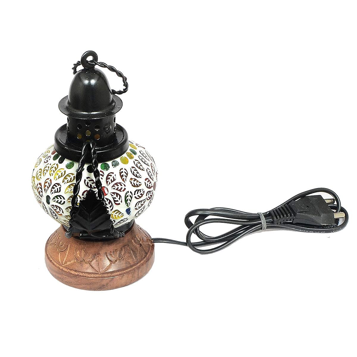 HomEnrich Wooden & Iron Beautiful Lamp | Lantern | Electric decorative Lamp | Diwali Decoration Lamp | Living room Decoration | Hanging Lamp Light (Multicolour)
