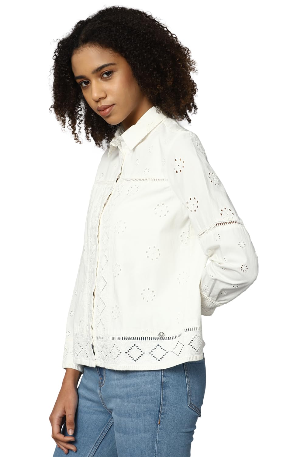 Allen Solly Women's Cotton WHITE Plain Long Sleeve Casual Shirt