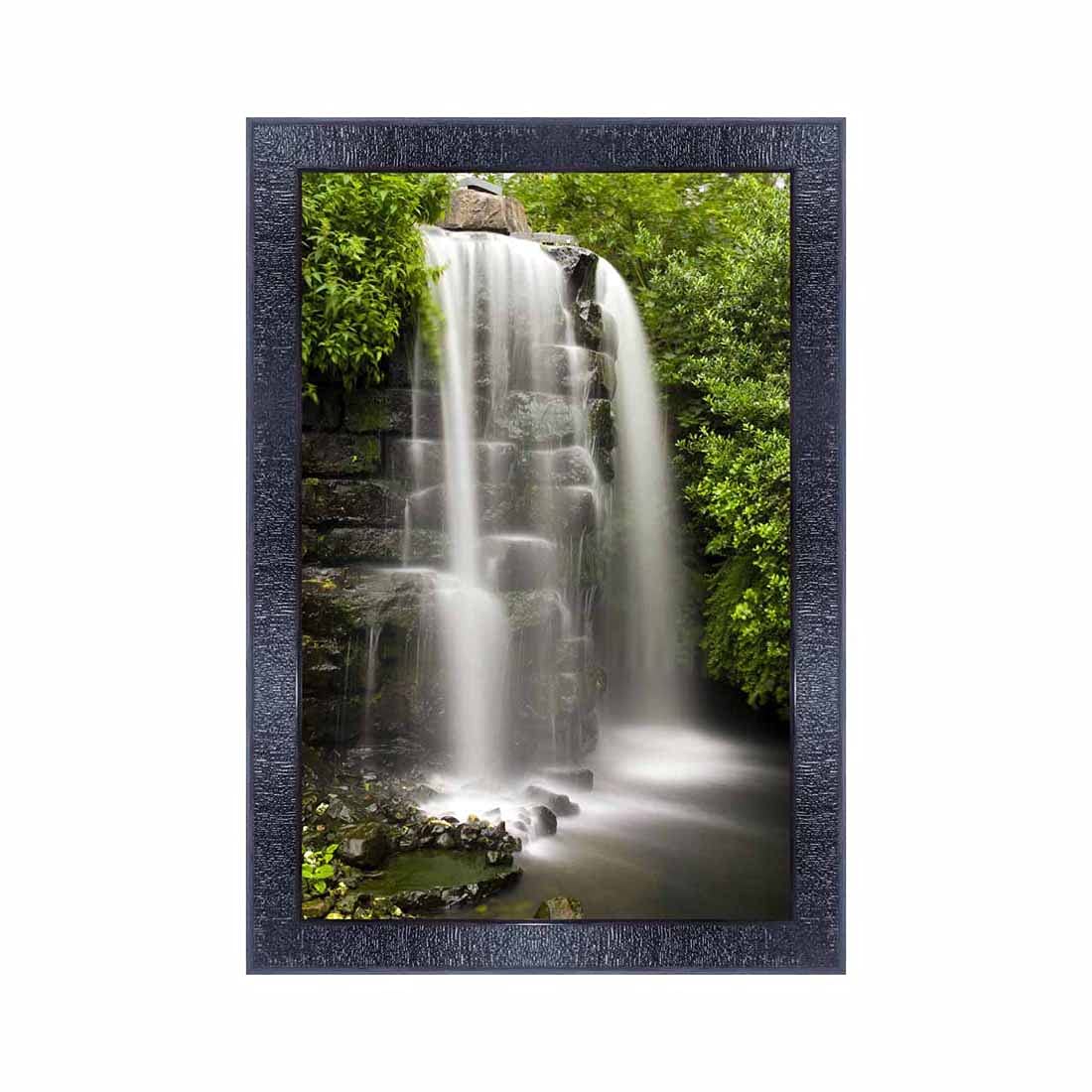 pnf Poster And Frames Vastu Waterfall Landscape Scenery Wooden Photo Frame With Acrylic Sheet | Living Room, Bedroom | Home Decoration | Best Gifting Option (10x14inch Multicolour,Synthetic) 8338