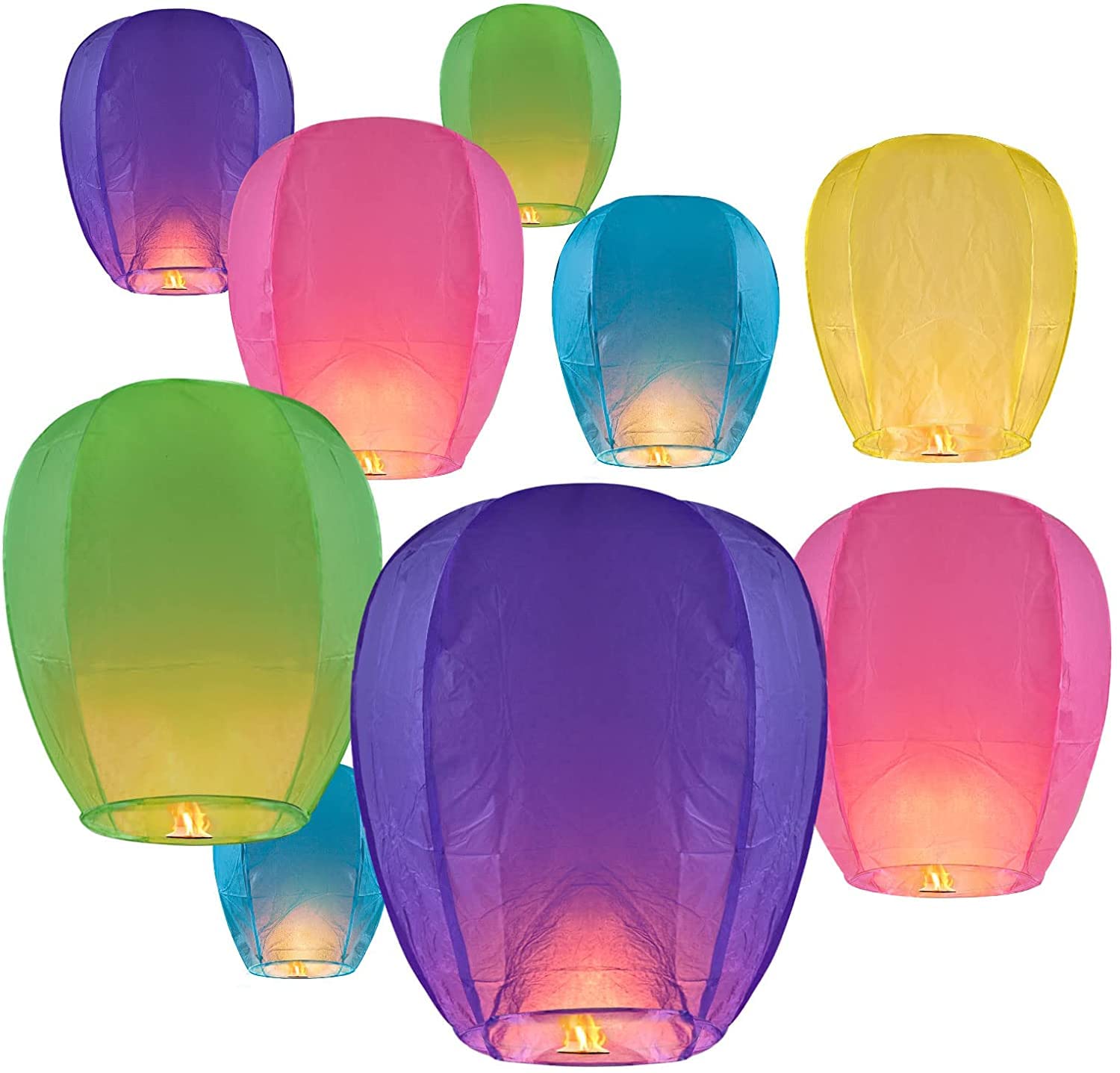 GreenUniverse Paper Sky Lanterns Wishing Candle Akash Kandil Hot Air Balloon For Diwali Marriage Christmas Party Celeberation Wedding All Festival Multi-Color (Pack Of 1)