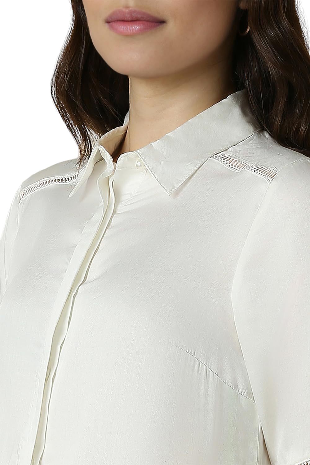 Allen Solly Women's White Plain Long Sleeve Casual Shirt