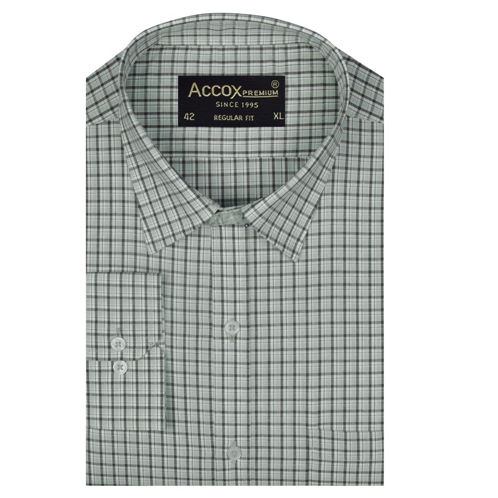 ACCOX Men's Breathable Cotton Full Long Sleeves Checkered Regular Fit Formal Shirt for Men (O_GCR399)
