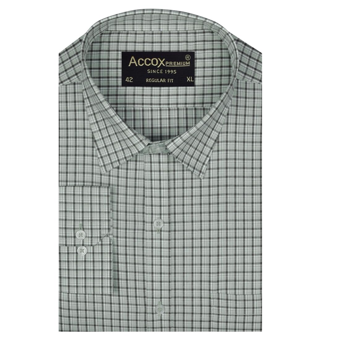 ACCOX Men's Breathable Cotton Full Long Sleeves Checkered Regular Fit Formal Shirt for Men (O_GCR399)
