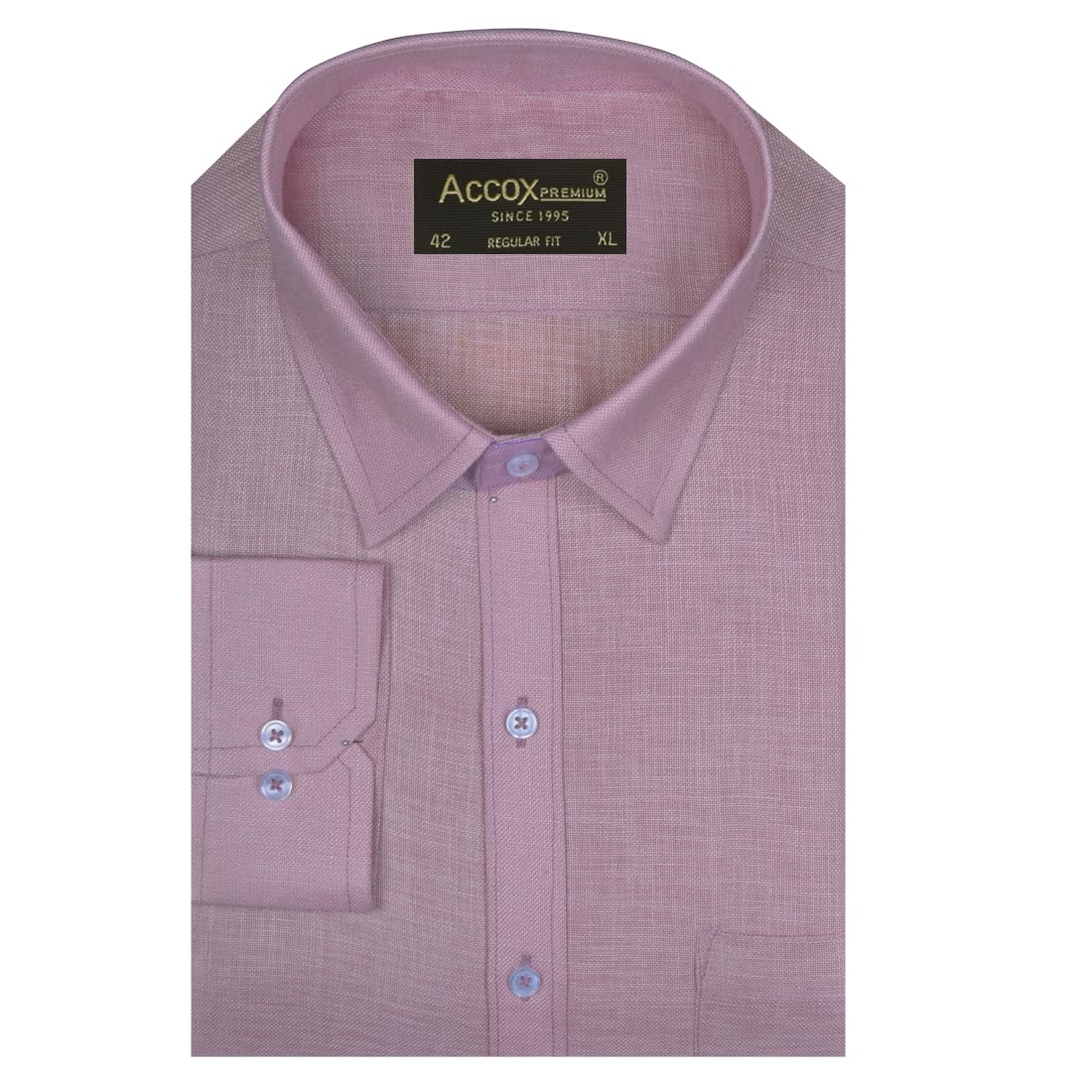 ACCOX Men's Breathable Cotton Linen Full Sleeves Regular Fit Plain Formal Shirt for Men (S_GCR373)