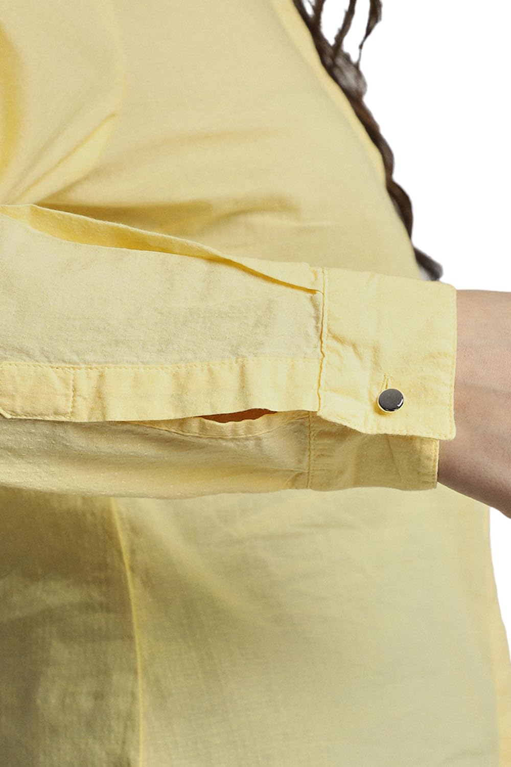 Allen Solly Women's Cotton Yellow Plain Long Sleeve Casual Shirt