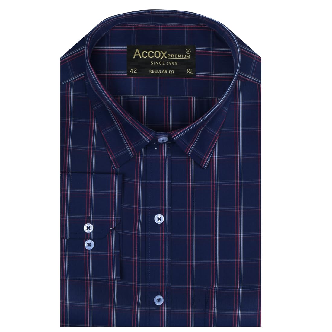 ACCOX Men's Breathable Cotton Full Long Sleeves Checkered Regular Fit Formal Shirt for Men (O_GCR393)