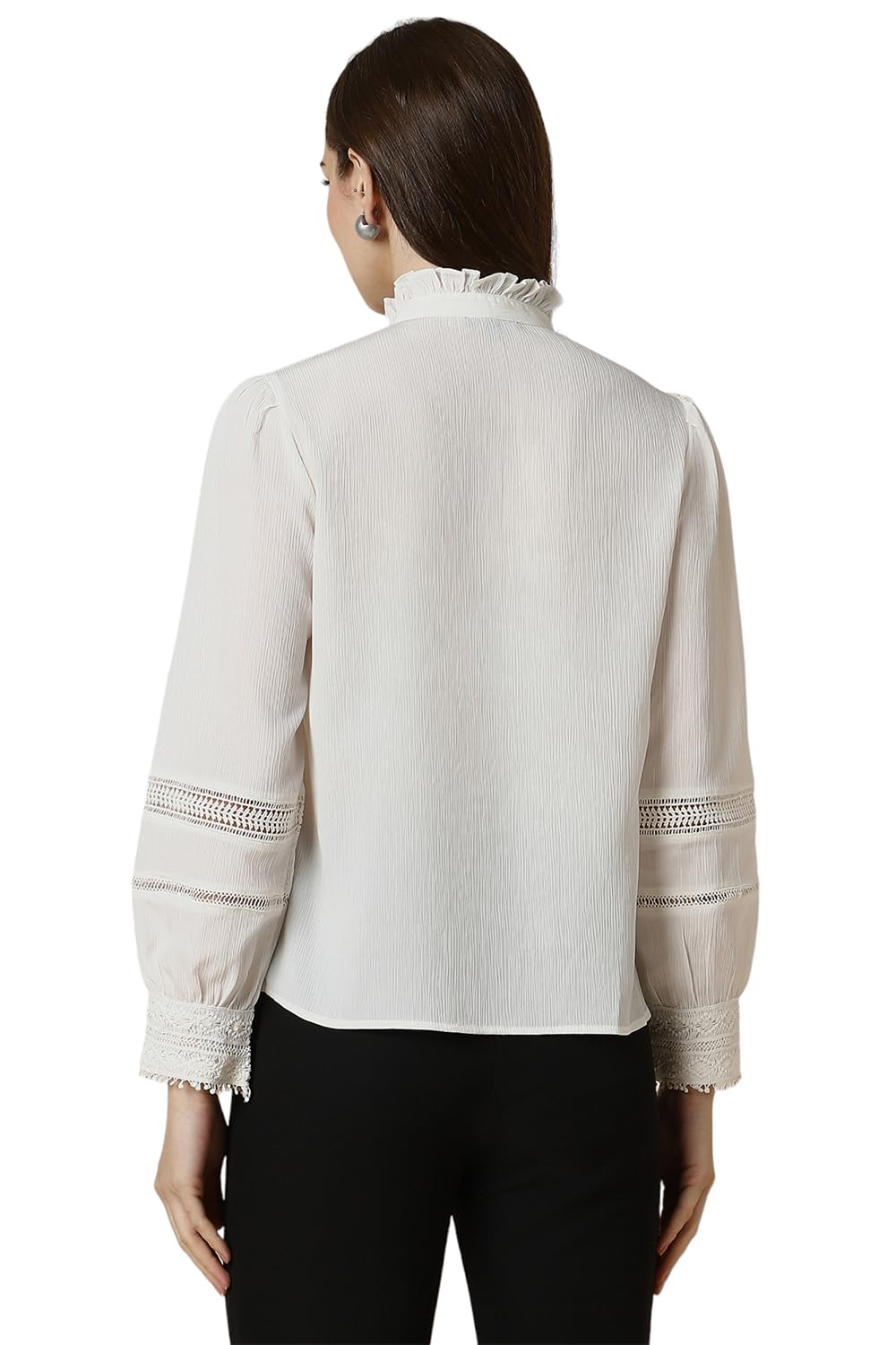 Allen Solly Women's White Plain Full Sleeve Formal Shirt