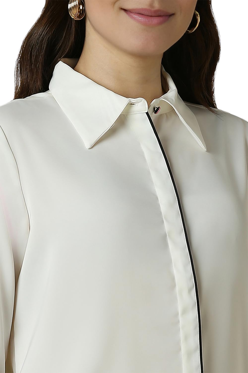 Allen Solly Women's White Plain Long Sleeve Formal Shirt