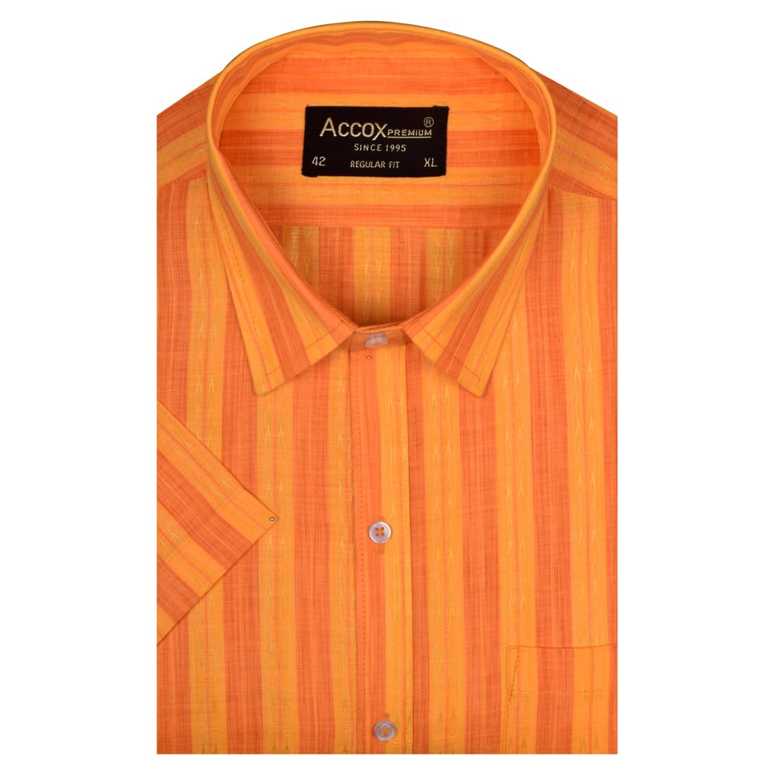 ACCOX Men's Breathable Cotton Half Sleeves Striped Regular Fit Formal Shirt for Men (O_GCR380)