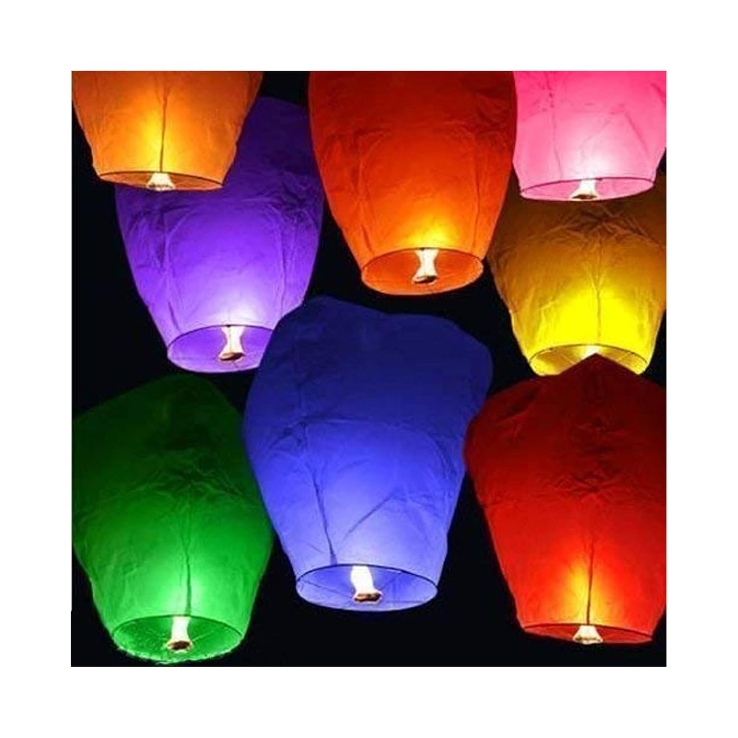 PRINT BHARAT Sky Lanterns Multicolour Hot Air Balloon/Flying Night Sky Light Candle for Diwali/Christmas/Birthday/All Festival Multicolor,Paper (Lanten 4)