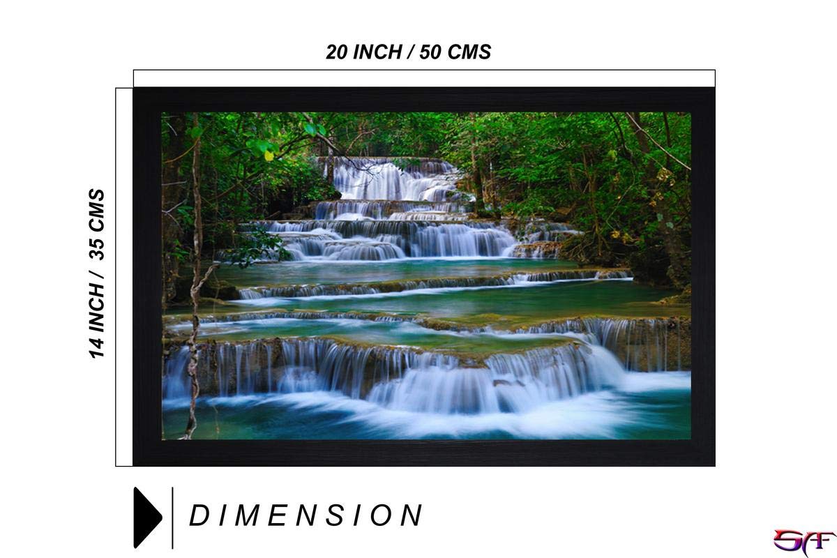 SAF paintings Natural Waterfall Large Synthetic Framed UV Digital Reprint Painting (14 inch x 20 inch) SANFM4130