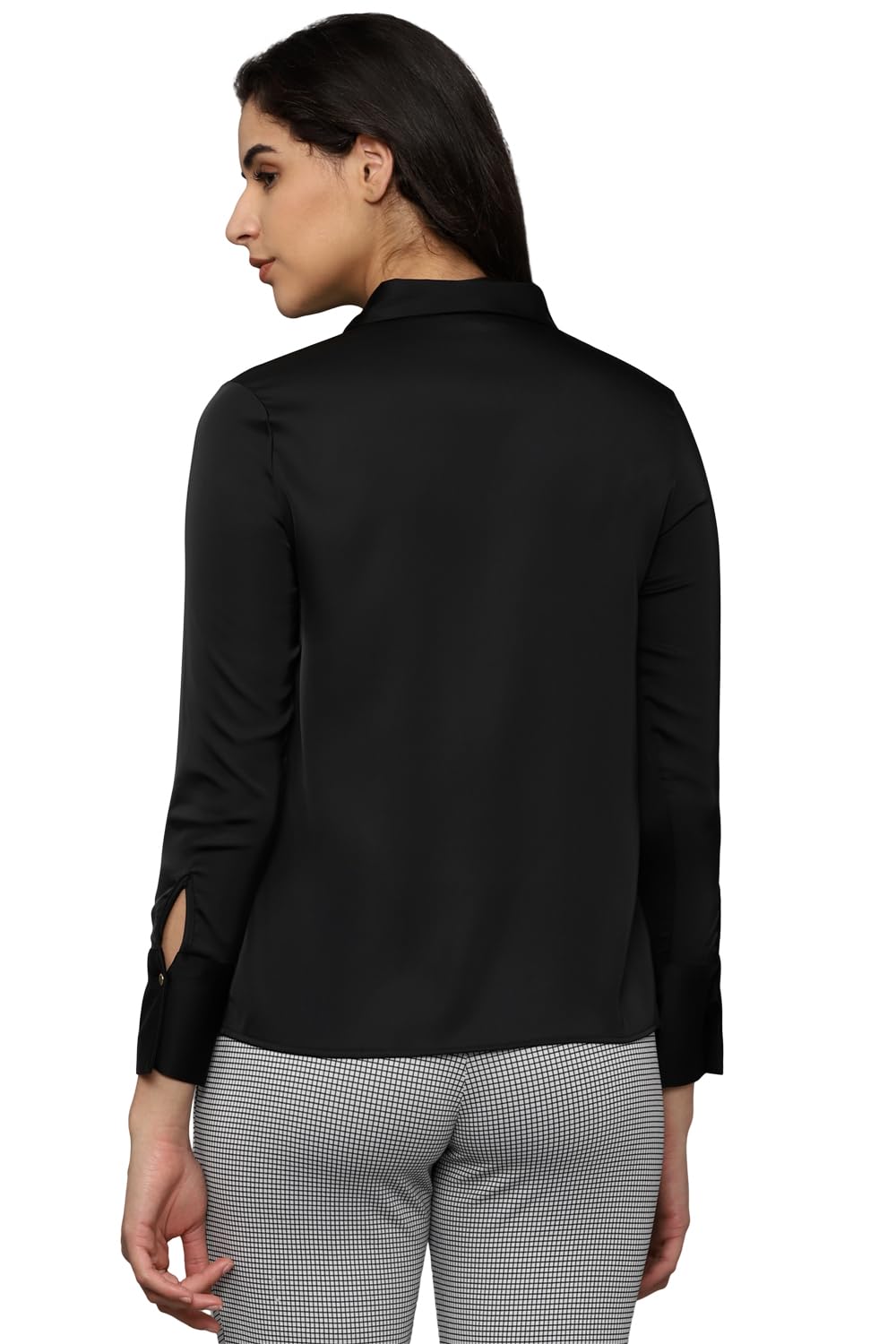 Allen Solly Women's Black Plain Long Sleeve Casual Shirt