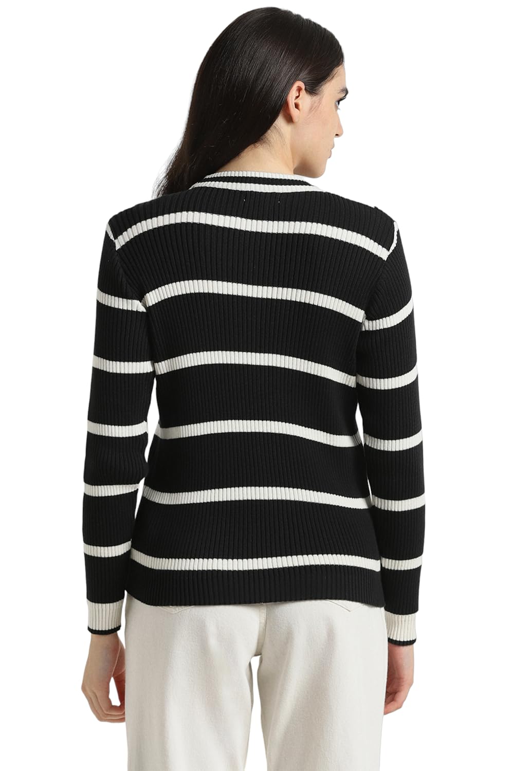 Allen Solly Women's Black Striped Long Sleeve Casual Shirt