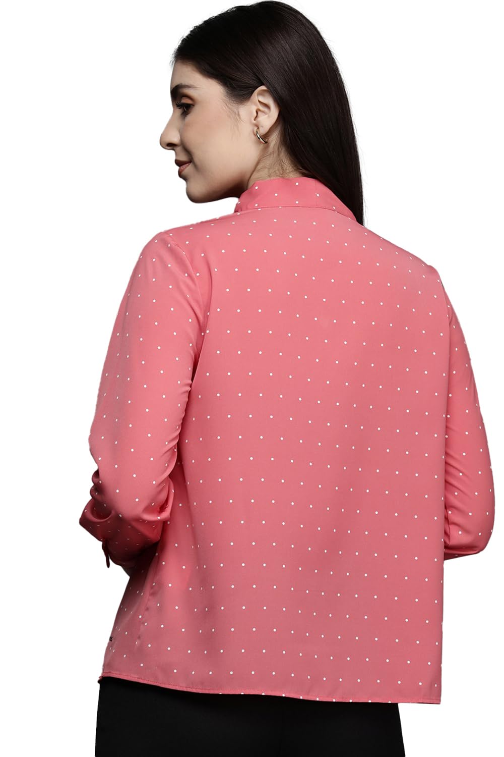 Allen Solly Women's Peach Plain Full Sleeve Casual Shirt