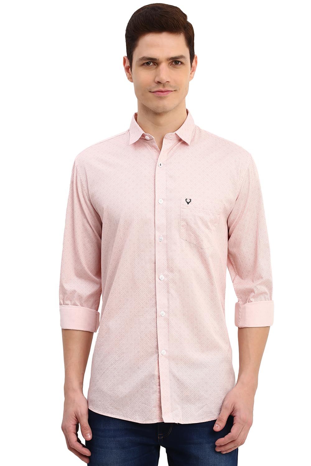 Allen Solly Men Pink Slim Fit Print Full Sleeves Casual Shirts