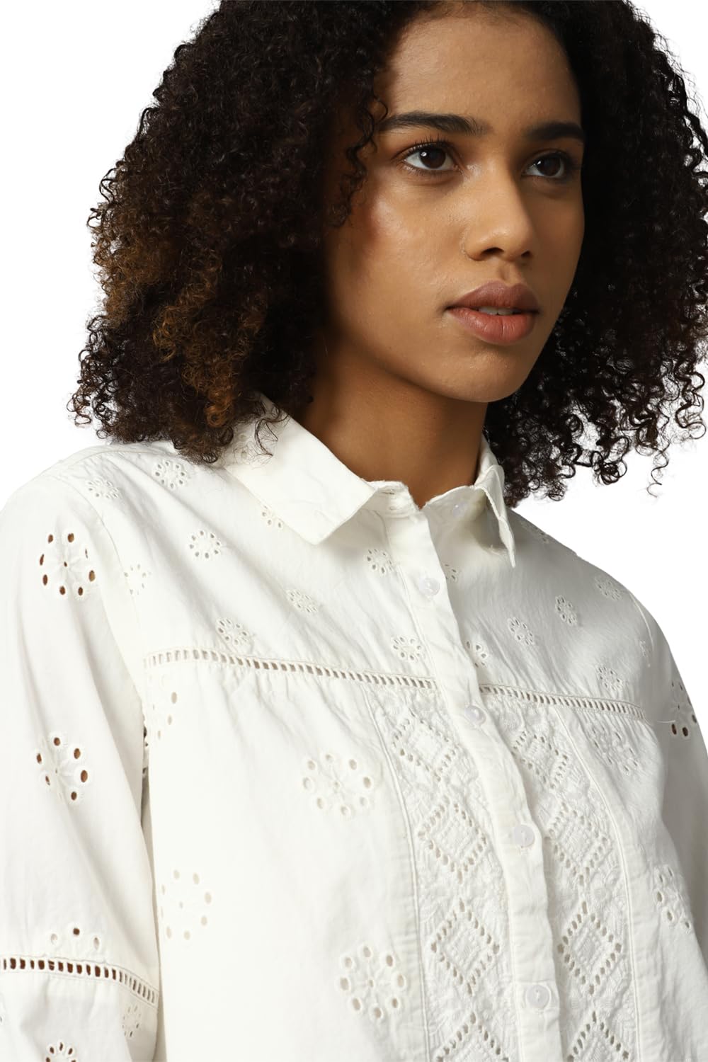 Allen Solly Women's Cotton WHITE Plain Long Sleeve Casual Shirt