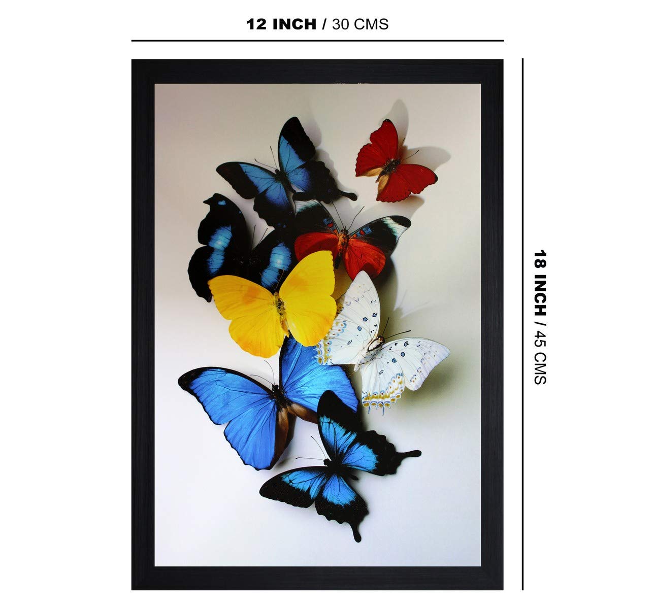 SAF paintings Butterfly Modern Art Sparkle Lamination Finished Surface Golden Slim Frame for Home Decor 13.5 inch x 19.5 inch