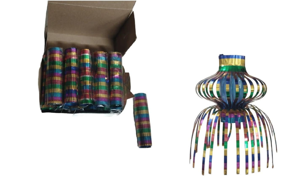 Party Crave Small Multicolor Reusable Metallic Folding Anar Hanging Akash Kandil/Diwali Lanterns for Home/Shop/Office & Many More Decor (Single Dome Folding Anar Kandil, 12pc Packing)